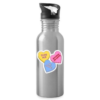Pastel Hearts Love Message Trio - Water bottle with straw - silver - Right