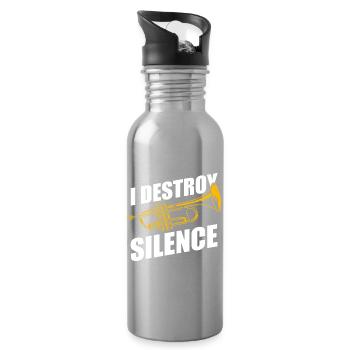 Je détruis le trompettiste du silence - Gourde avec paille intégrée - argent clair - Droite