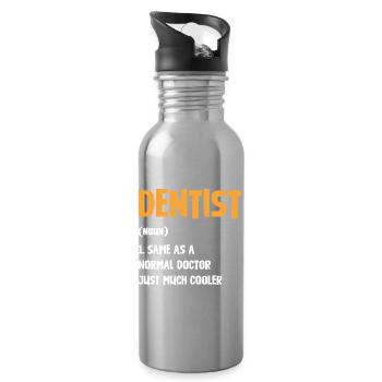 Zahnarzt Humor Typografie - Trinkflasche mit integriertem Trinkhalm - Lightsilver - Rechts