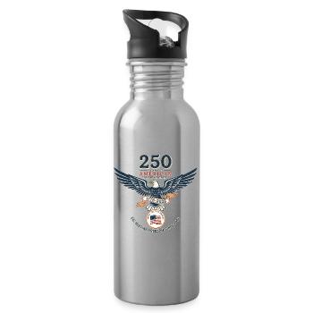 Eagle Emblem: 250 Years of American Independence - Water bottle with straw - silver - Right