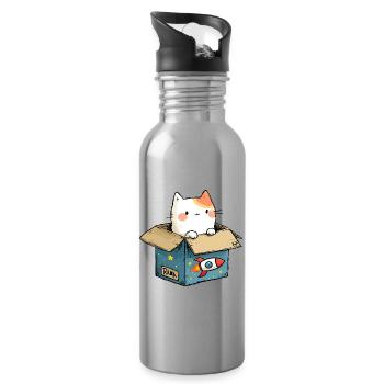 Cat's Throw Space - Water bottle with straw - silver - Right