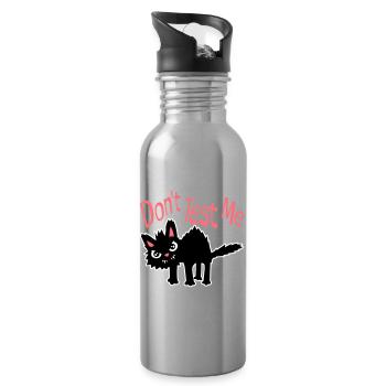 Ne me teste pas, chat coquin, citation drôle : logo - Gourde avec paille intégrée - argent clair - Droite