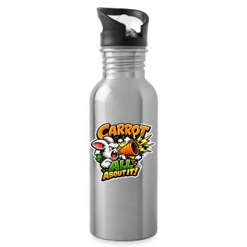 Karotten Megafon Bunny – Comic Stil - Trinkflasche mit integriertem Trinkhalm - Lightsilver - Rechts