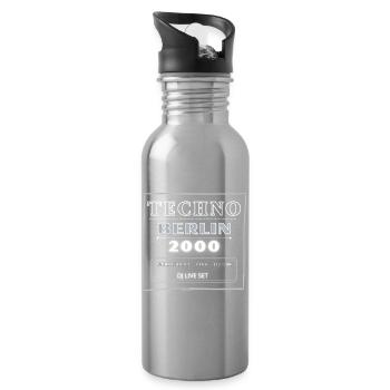 Techno Underground Club Logo - Trinkflasche mit integriertem Trinkhalm - Lightsilver - Rechts