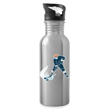 Joueur de hockey sur glace avec un éclaboussure d’œuf - Gourde avec paille intégrée - argent clair - Droite