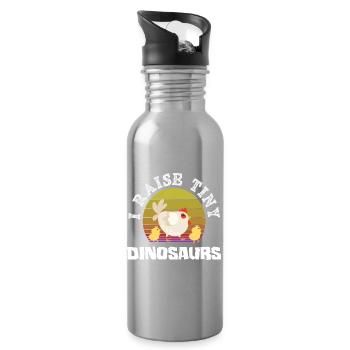 Ich züchte kleine Dinosaurier Hühner - Trinkflasche mit integriertem Trinkhalm - Lightsilver - Rechts