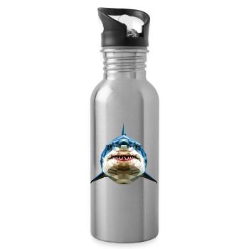 Requin Requin tigre Plongeur Requins mignons Grand requin blanc - Gourde avec paille intégrée - argent clair - Droite