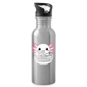 Axolotl Kawaii Ramen Food Cute Gift - Water bottle with straw - silver - Right
