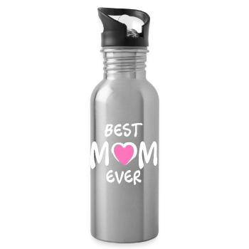 Meilleure chemise de maman – Cadeau pour les mamans - Gourde avec paille intégrée - argent clair - Droite
