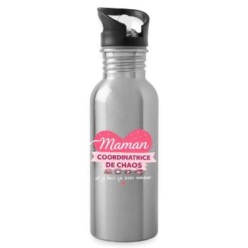 Maman coordinatrice de chaos humour - Gourde avec paille intégrée - argent clair - Droite