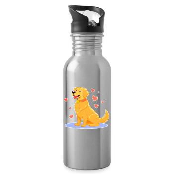 Mignon Golden Retriever (bande dessinée) - Gourde avec paille intégrée - argent clair - Droite