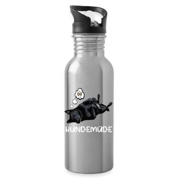 Hundemüde Schwarzer Schäferhund Schäferhundhalter - Trinkflasche mit integriertem Trinkhalm - Lightsilver - Rechts