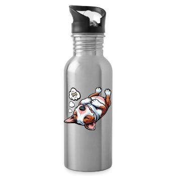 Miniatur Bullterrier Bully Bullterrierbesitzer - Trinkflasche mit integriertem Trinkhalm - Lightsilver - Rechts