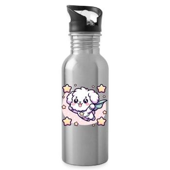 Helden Pudel Superheld Hündchen Super Hund Welpe - Trinkflasche mit integriertem Trinkhalm - Lightsilver - Rechts