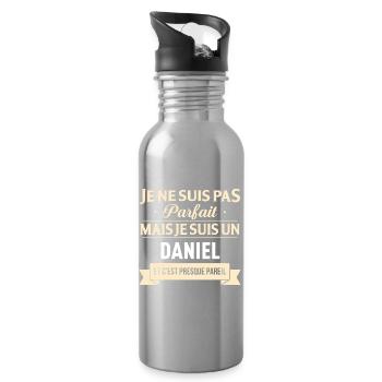 Je Ne Suis Pas Parfait Mais Je Suis Un Daniel E... - Gourde avec paille intégrée - argent clair - Droite