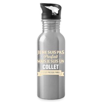 Je Ne Suis Pas Parfait Mais Je Suis Un Collet E... - Gourde avec paille intégrée - argent clair - Droite