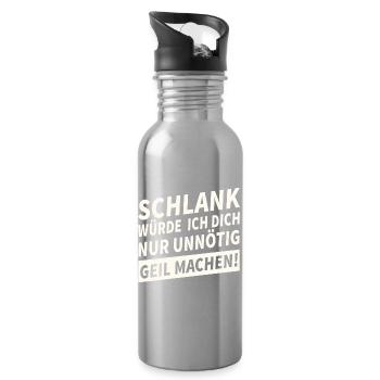 Schlank Würde Ich Dich Nur Unnötig Lustiges - Trinkflasche mit integriertem Trinkhalm - Lightsilver - Rechts