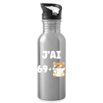 69 - Gourde avec paille intégrée - argent clair - Droite