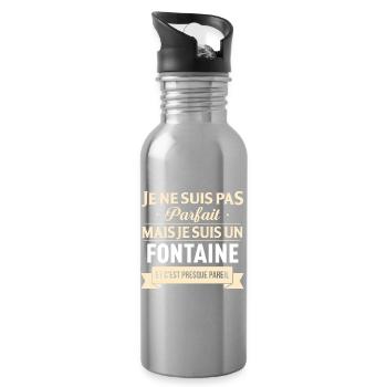 Je Ne Suis Pas Parfait Mais Je Suis Un Fontaine... - Gourde avec paille intégrée - argent clair - Droite