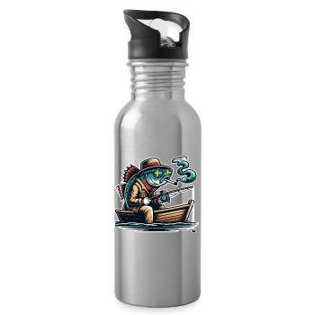 Sweden Fishing Fish - Water bottle with straw - silver - Right