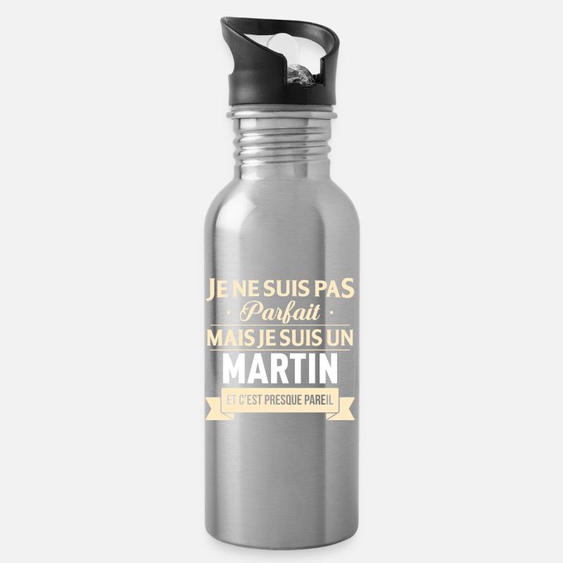 Je Ne Suis Pas Parfait Mais Je Suis Un Martin E... - Gourde avec paille intégrée - argent clair