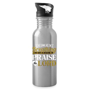 As Long As I'm Breathing Praise the Lord Quote Art - Trinkflasche mit integriertem Trinkhalm - Lightsilver - Rechts