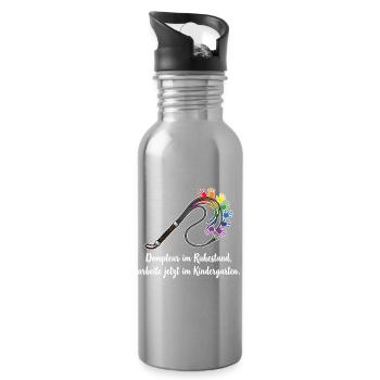 Erzieher Dompteur Kindergarten Beruf - Trinkflasche mit integriertem Trinkhalm - Lightsilver - Rechts