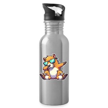 Capybara papa - Gourde avec paille intégrée - argent clair - Droite