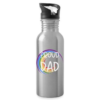 Proud Dad LGBTQ Regenbogen Familie - Trinkflasche mit integriertem Trinkhalm - Lightsilver - Rechts