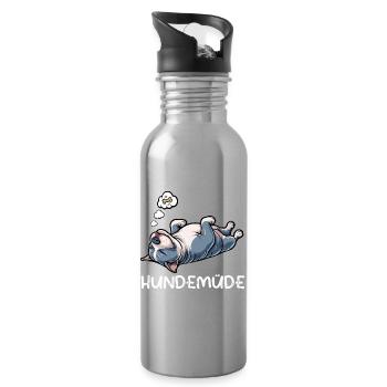 Hundemüde American Bully Bully Pit Bullybesitzer - Trinkflasche mit integriertem Trinkhalm - Lightsilver - Rechts