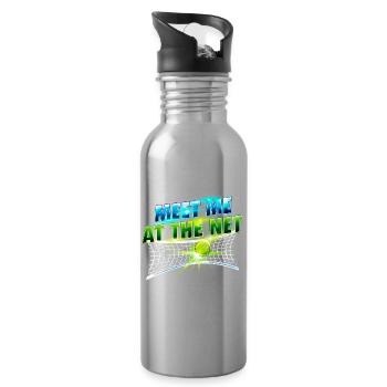 Meet Me At The Net Tennis Player Humor - Water bottle with straw - silver - Right