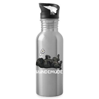 Hundemüde Cane Corso italienischer mastiff  - Trinkflasche mit integriertem Trinkhalm - Lightsilver - Rechts