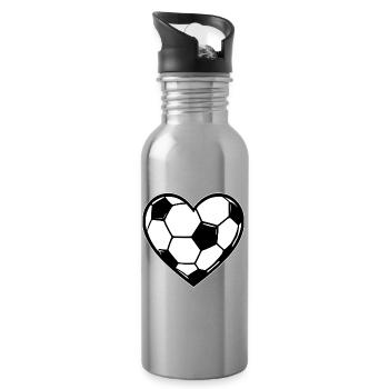Heartball Football Love - Water bottle with straw - silver - Right