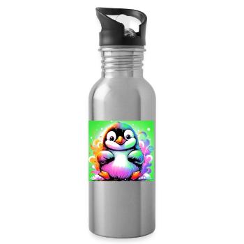penguin - Water bottle with straw - silver - Right