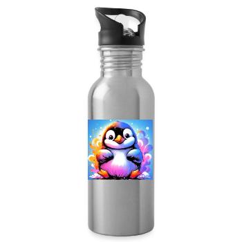 penguin - Water bottle with straw - silver - Right