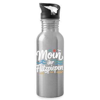 Moin Ihr Flitzpiepen Norddeutsch Hamburg Büro Moin - Trinkflasche mit integriertem Trinkhalm - Lightsilver - Rechts