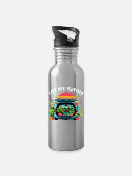 Lustige Gartenarbeit-spaßmütter - Trinkflasche mit integriertem Trinkhalm - Lightsilver