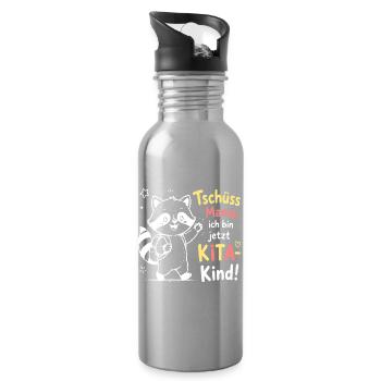 KiTa Abschied mit Waschbär - Trinkflasche mit integriertem Trinkhalm - Lightsilver - Rechts