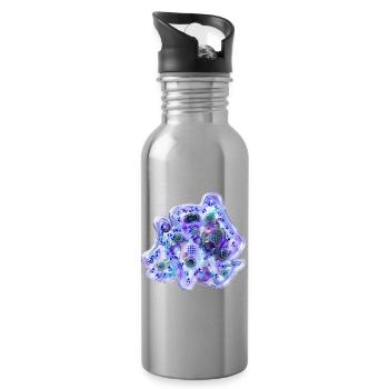 Nebula Zellfluss Blau Violett - Trinkflasche mit integriertem Trinkhalm - Lightsilver - Rechts