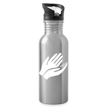 Open Hands Hand Gesture - Water bottle with straw - silver - Right