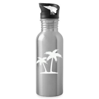 Palmeninsel Silhouette - Trinkflasche mit integriertem Trinkhalm - Lightsilver - Rechts