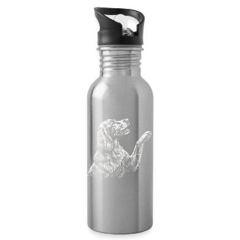 Irish Setter Raising Paw - Red Setter Dog Mom Dad - Water bottle with straw - silver - Right