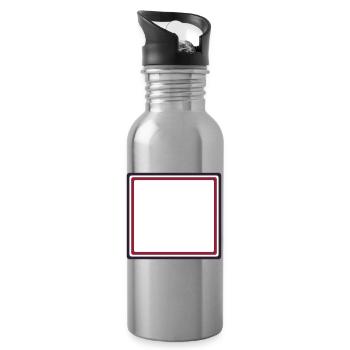 Eckiger Rahmen Bordeaux - Eigener Text Design - Trinkflasche mit integriertem Trinkhalm - Lightsilver - Rechts