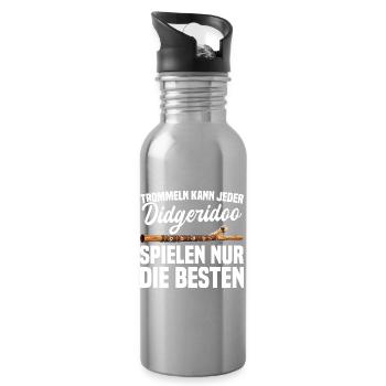 Didgeridoo spielen nur die Besten - Trinkflasche mit integriertem Trinkhalm - Lightsilver - Rechts