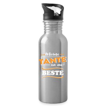 Meine Tante ist die beste Baby Sprüche Lustig - Trinkflasche mit integriertem Trinkhalm - Lightsilver - Rechts