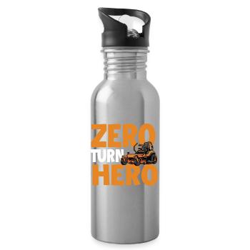 Zero Turn Hero – Zero Turn Rasenmäher Rasenmäh-Papa - Trinkflasche mit integriertem Trinkhalm - Lightsilver - Rechts