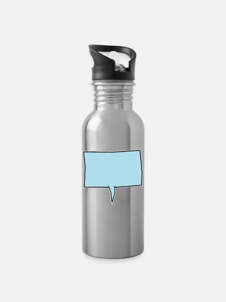 Eckige Sprechblase in Türkis - Trinkflasche mit integriertem Trinkhalm - Lightsilver