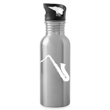 Saxophoniste Saxophone - Design - Gourde avec paille intégrée - argent clair - Droite