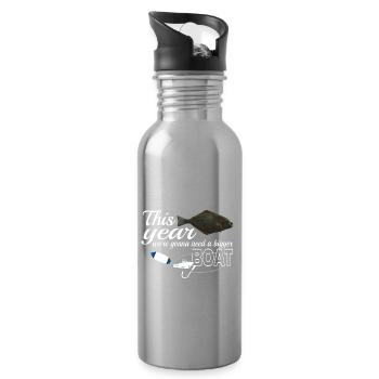 Heilbutt Angler in Norwegen / Island bigger boat - Trinkflasche mit integriertem Trinkhalm - Lightsilver - Rechts