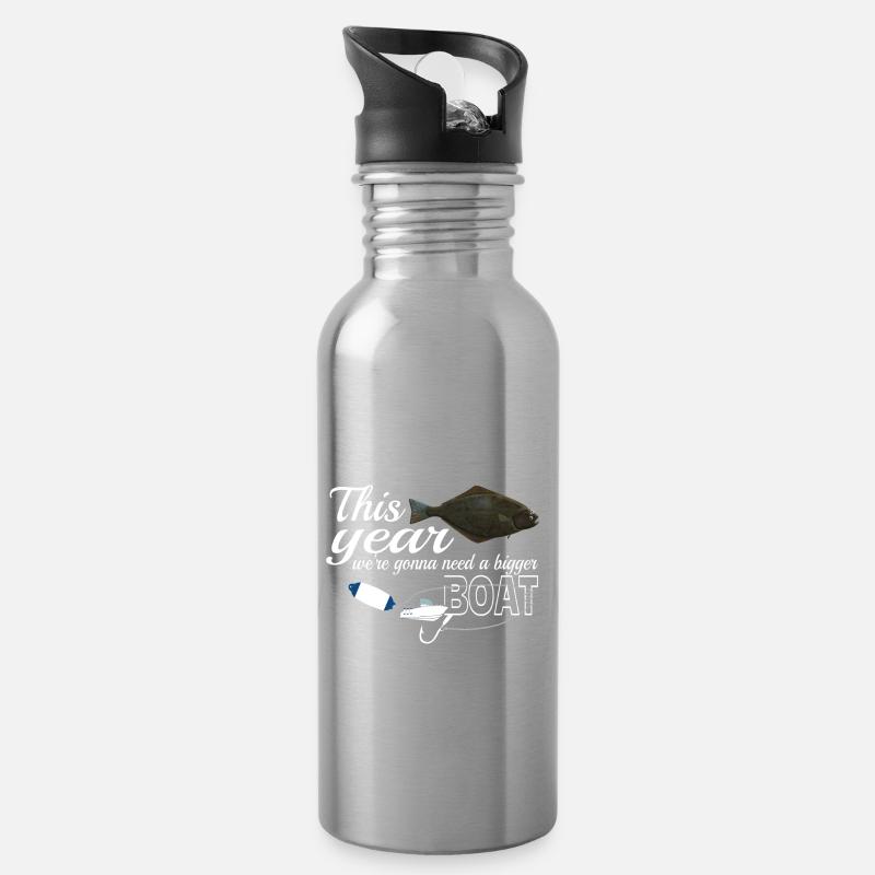 Heilbutt Angler in Norwegen / Island bigger boat - Trinkflasche mit integriertem Trinkhalm - Lightsilver